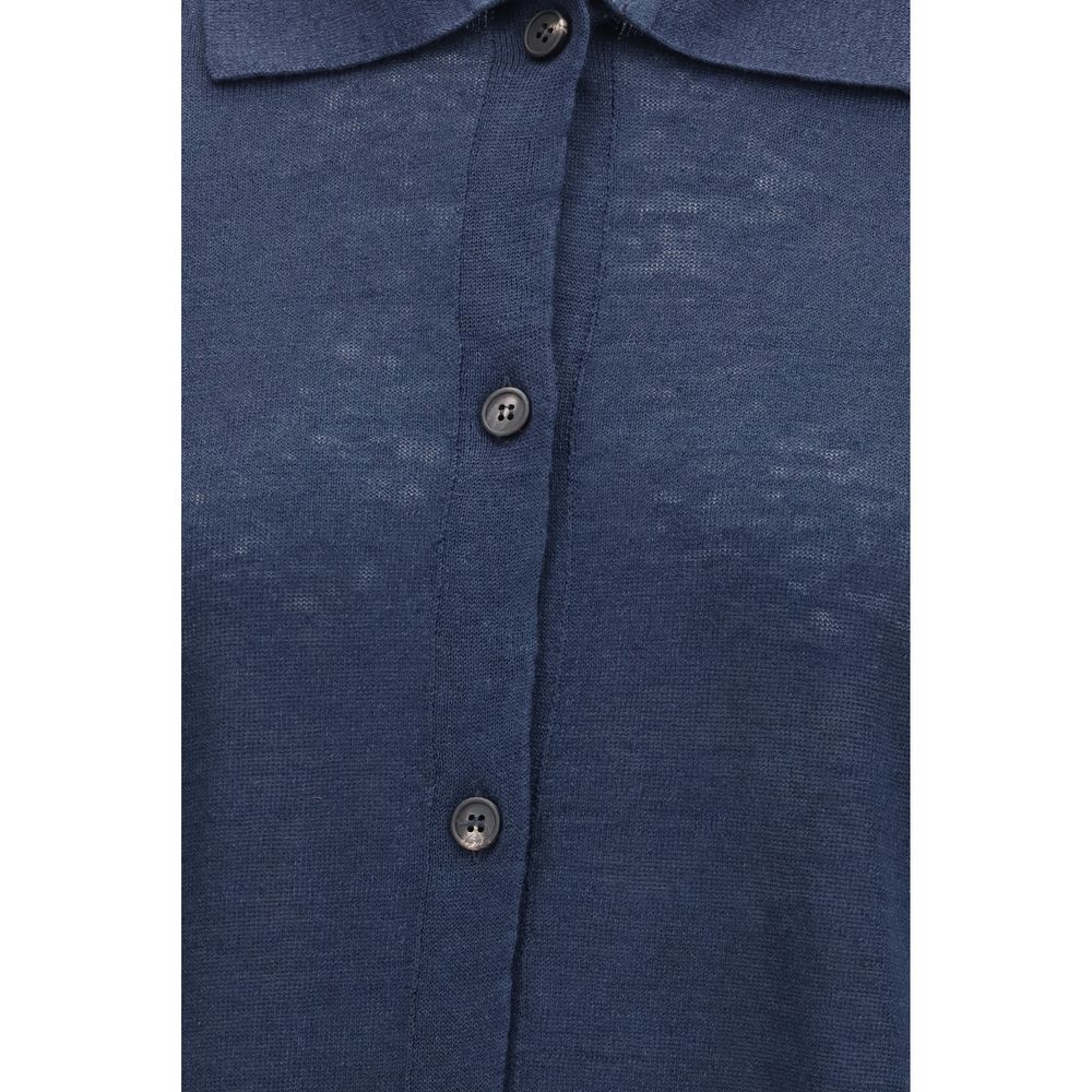 'S Max Mara Blue Linen Cardigan - Elegant Layering Essential
