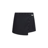 GCDS Black Satin Mini Skirt-Shorts with Logo Trim