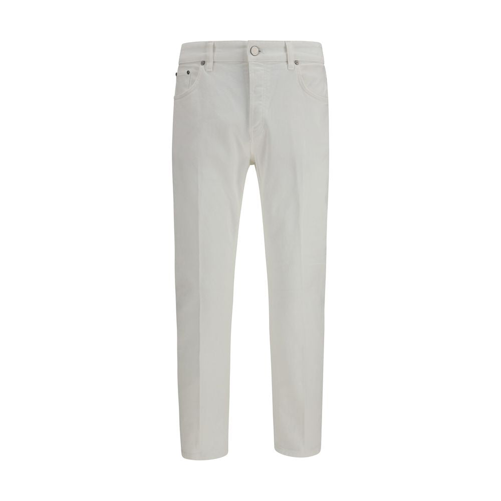 PT Torino White Cotton Tapered Jeans for Men