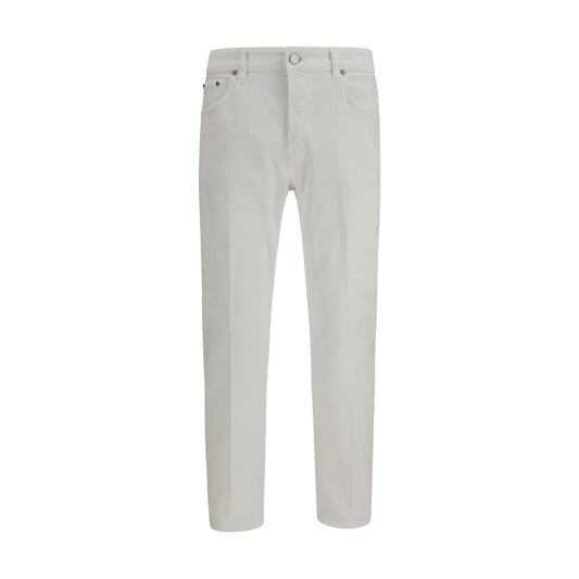 PT Torino White Cotton Tapered Jeans for Men