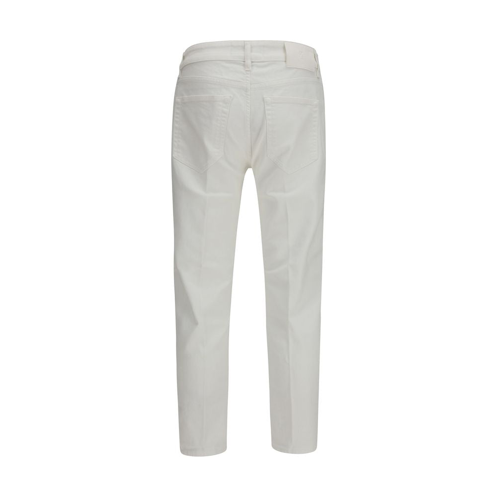 PT Torino White Cotton Tapered Jeans for Men