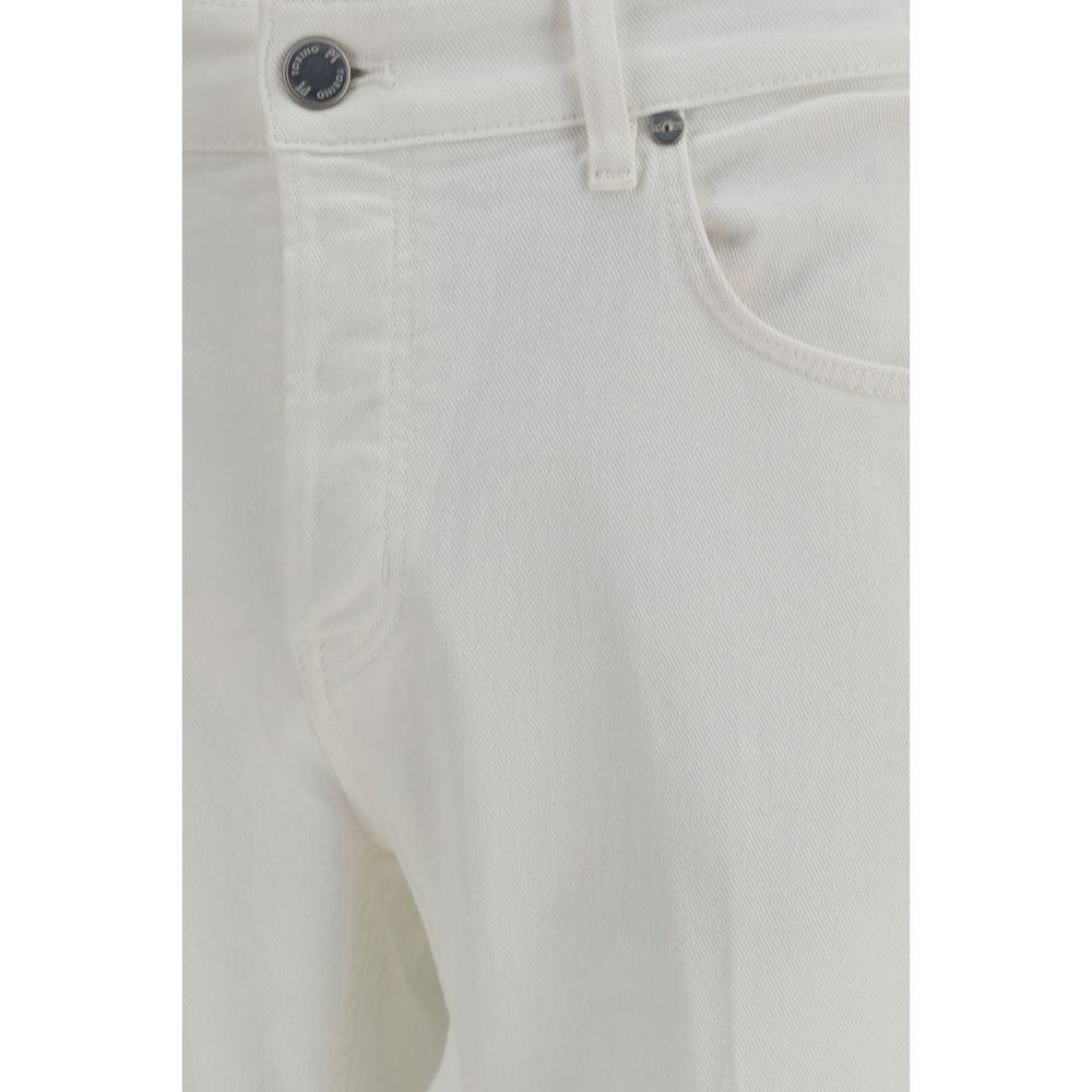 PT Torino White Cotton Tapered Jeans for Men