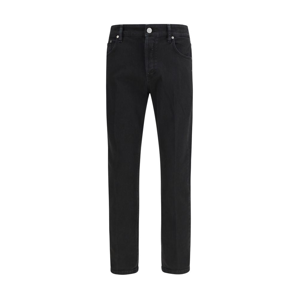 PT Torino Black Cotton Tapered Jeans for Men