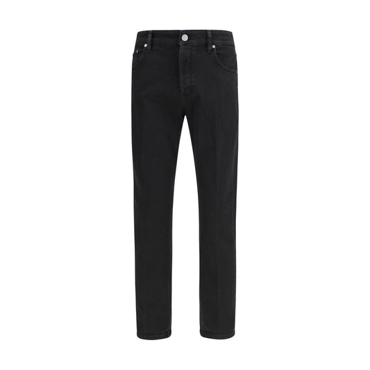 PT Torino Black Cotton Tapered Jeans for Men