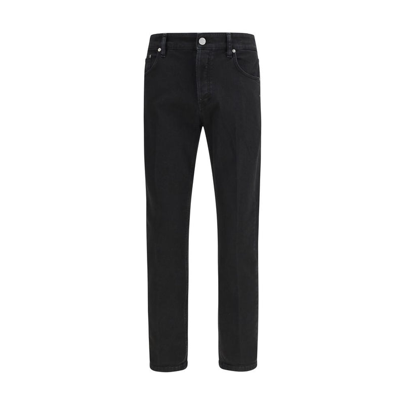 PT Torino Black Cotton Tapered Jeans for Men