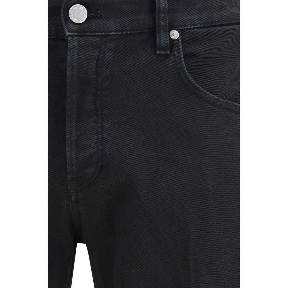 PT Torino Black Cotton Tapered Jeans for Men