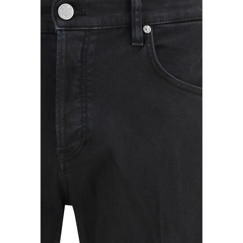 PT Torino Black Cotton Tapered Jeans for Men