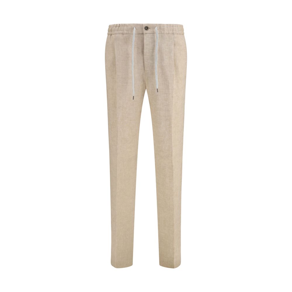 PT Torino Beige Linen Casual Pants for Men