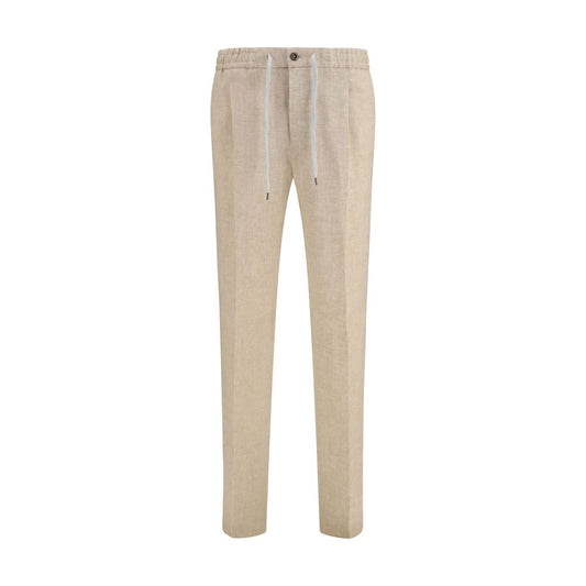 PT Torino Beige Linen Casual Pants for Men
