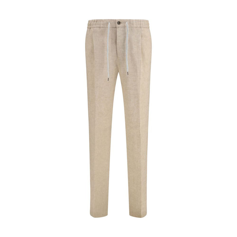 PT Torino Beige Linen Casual Pants for Men