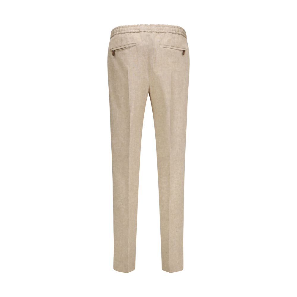 PT Torino Beige Linen Casual Pants for Men