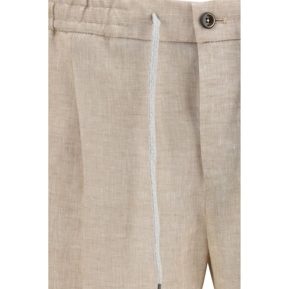 PT Torino Beige Linen Casual Pants for Men