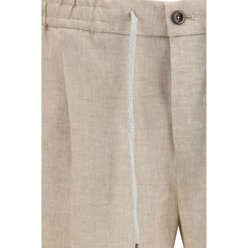 PT Torino Beige Linen Casual Pants for Men