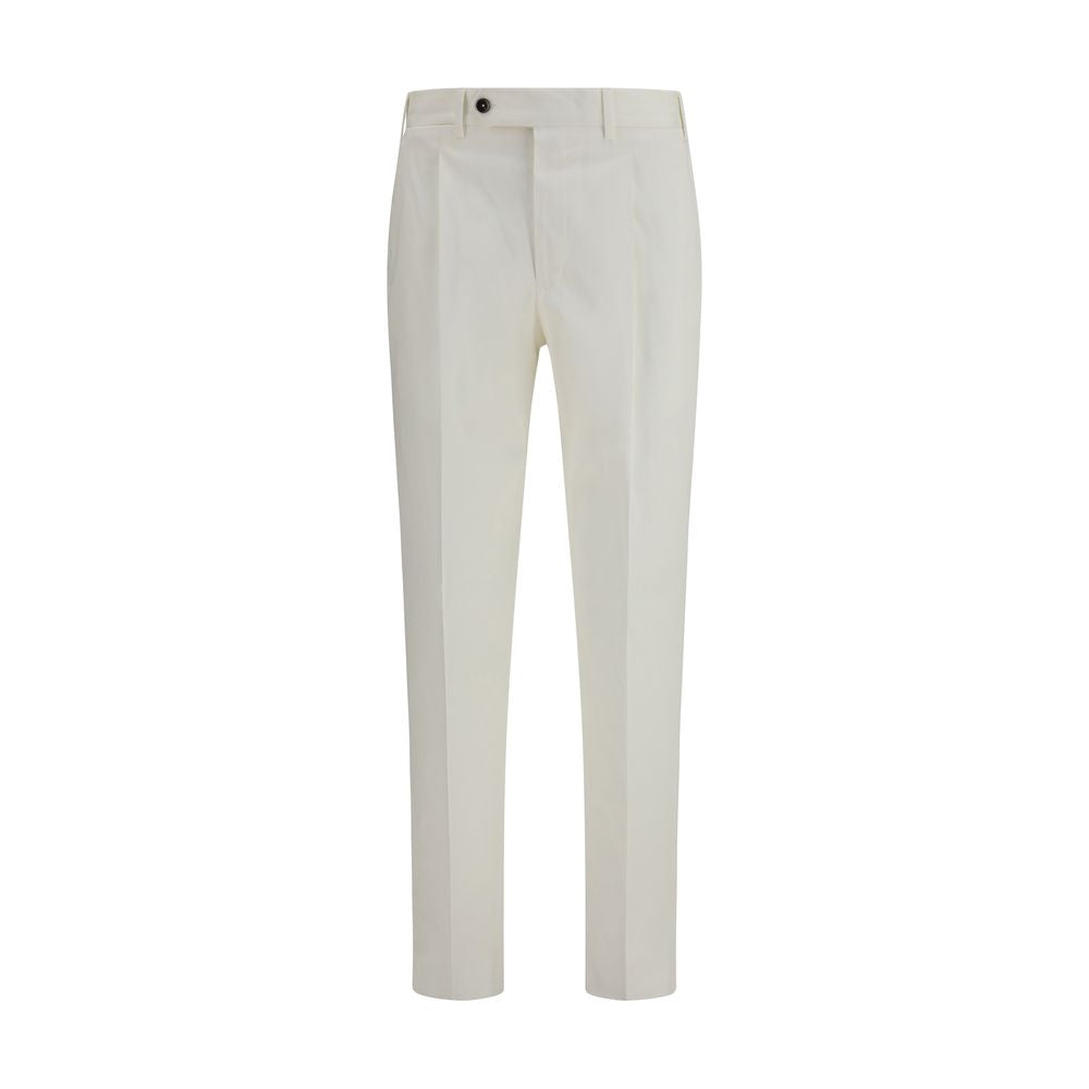 Pantalons Casual en Coton Blanc PT Torino