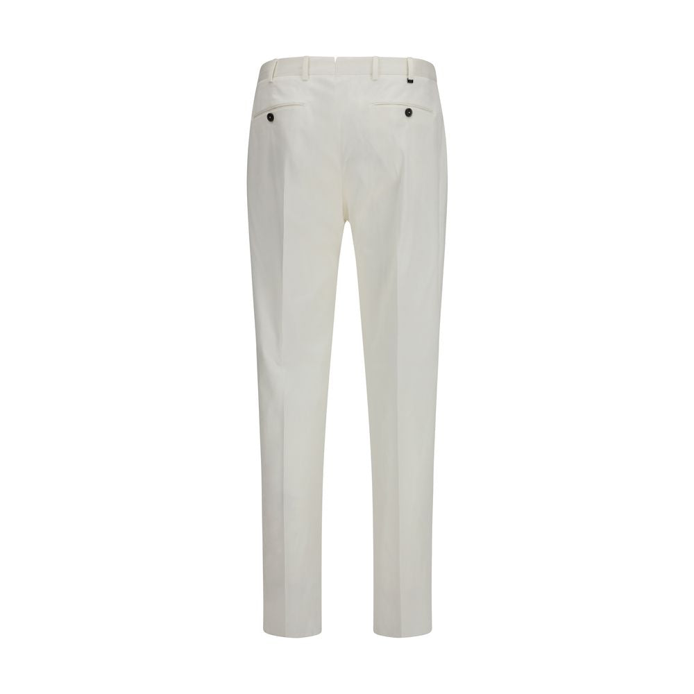 Pantalons Casual en Coton Blanc PT Torino