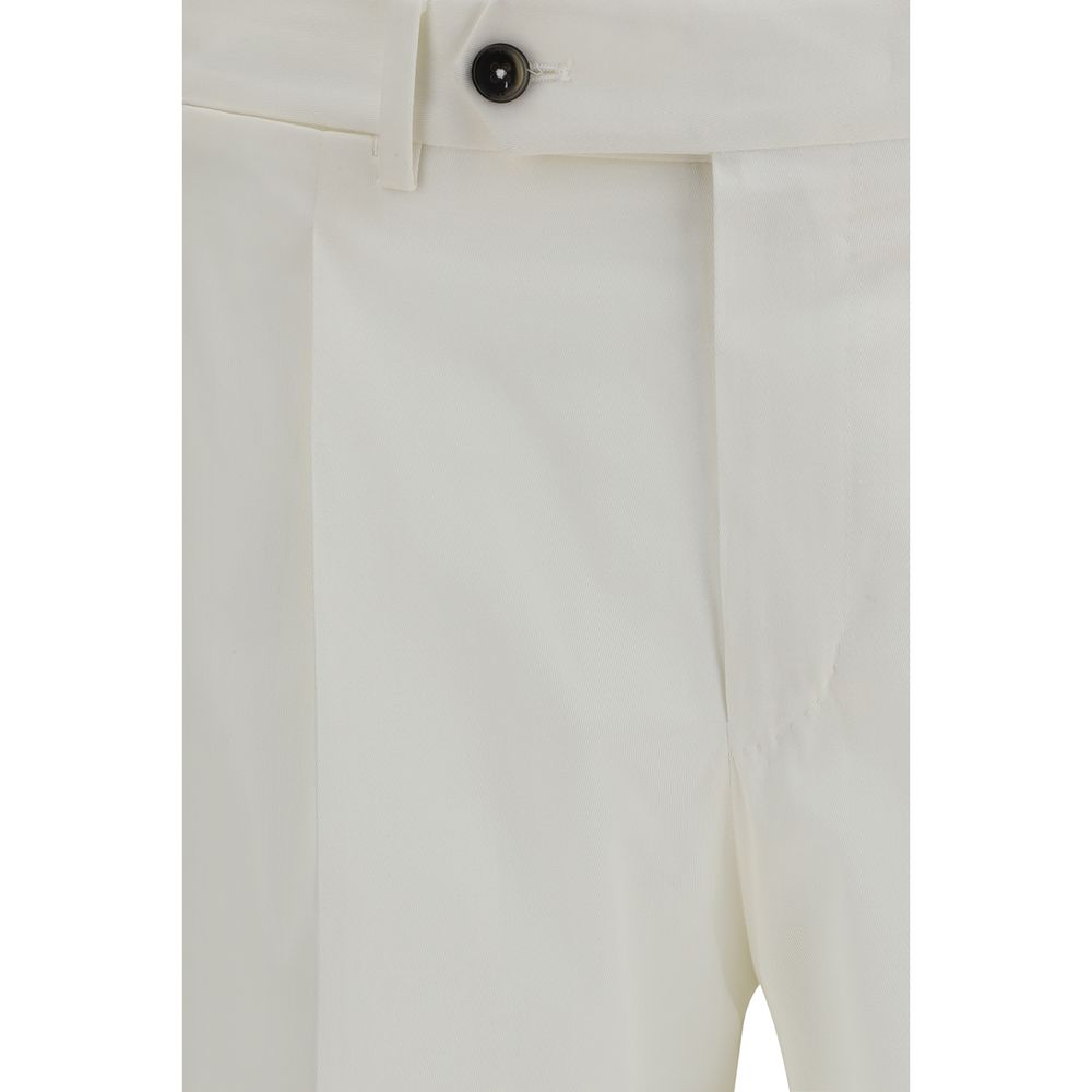 Pantalons Casual en Coton Blanc PT Torino