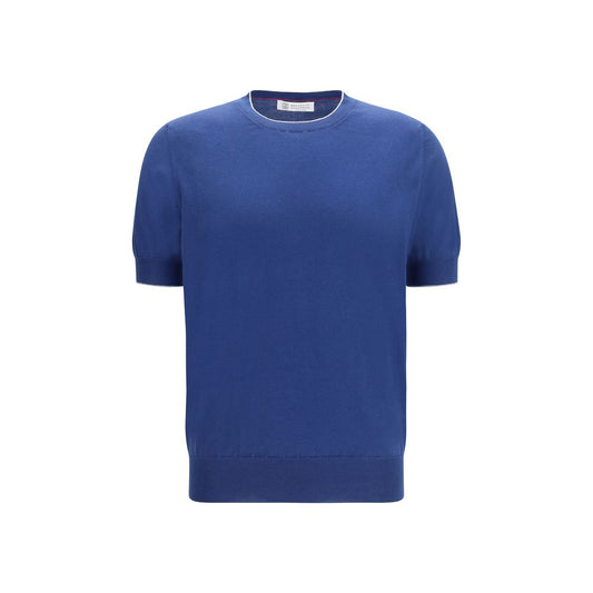 Brunello Cucinelli Blue Cotton T-Shirt for Men