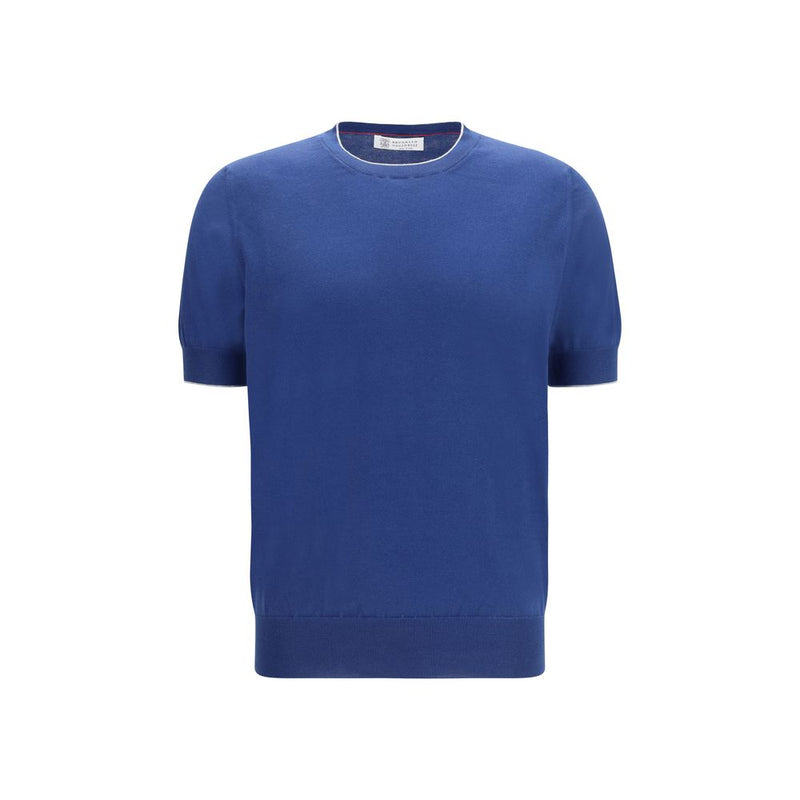 Brunello Cucinelli Blue Cotton T-Shirt - Sophisticated Style