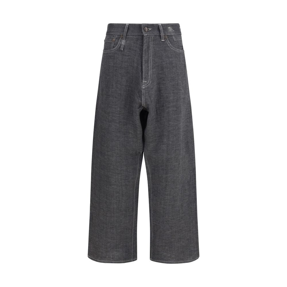 R13 Gray Linen Relaxed Fit Jeans for Women