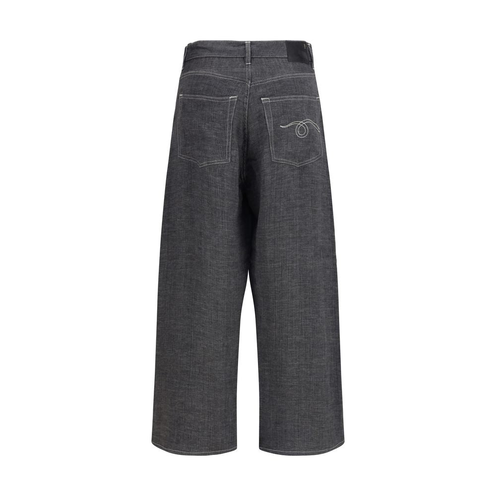 R13 Gray Linen Relaxed Fit Jeans for Women