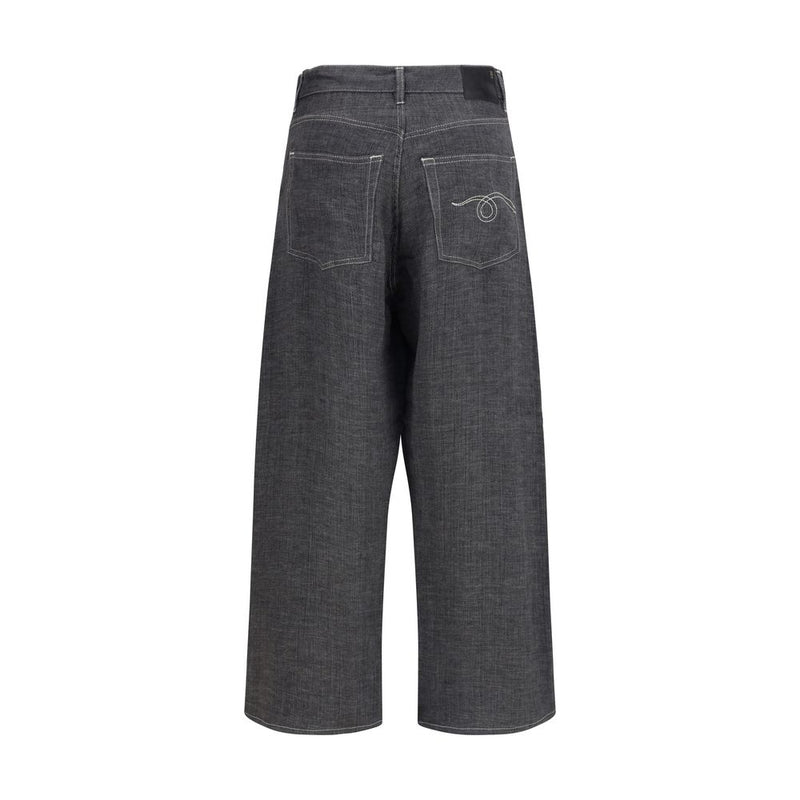 R13 Gray Linen Relaxed Fit Jeans for Women