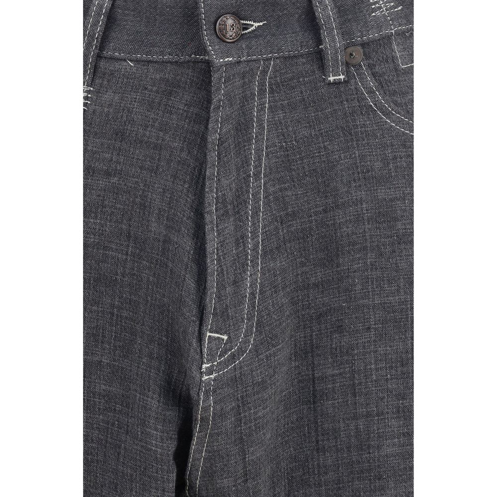 R13 Gray Linen Relaxed Fit Jeans for Women