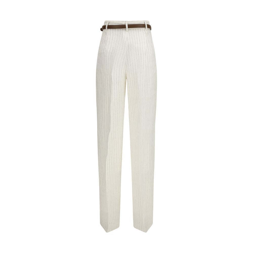 Max Mara Beige Linen Casual Pants for Women