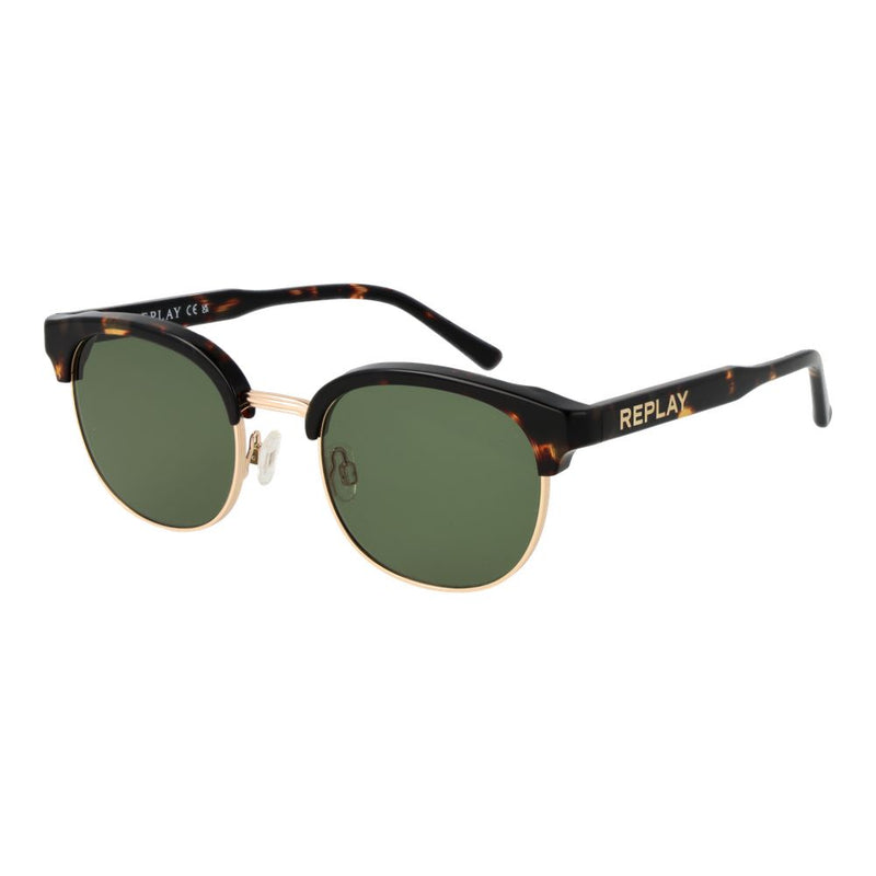 Replay Brown Metal Sunglasses - Unisex Browline Style