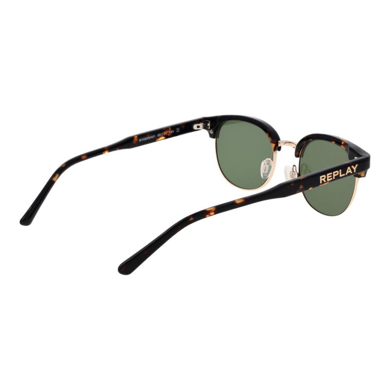 Replay Brown Metal Sunglasses - Unisex Browline Style