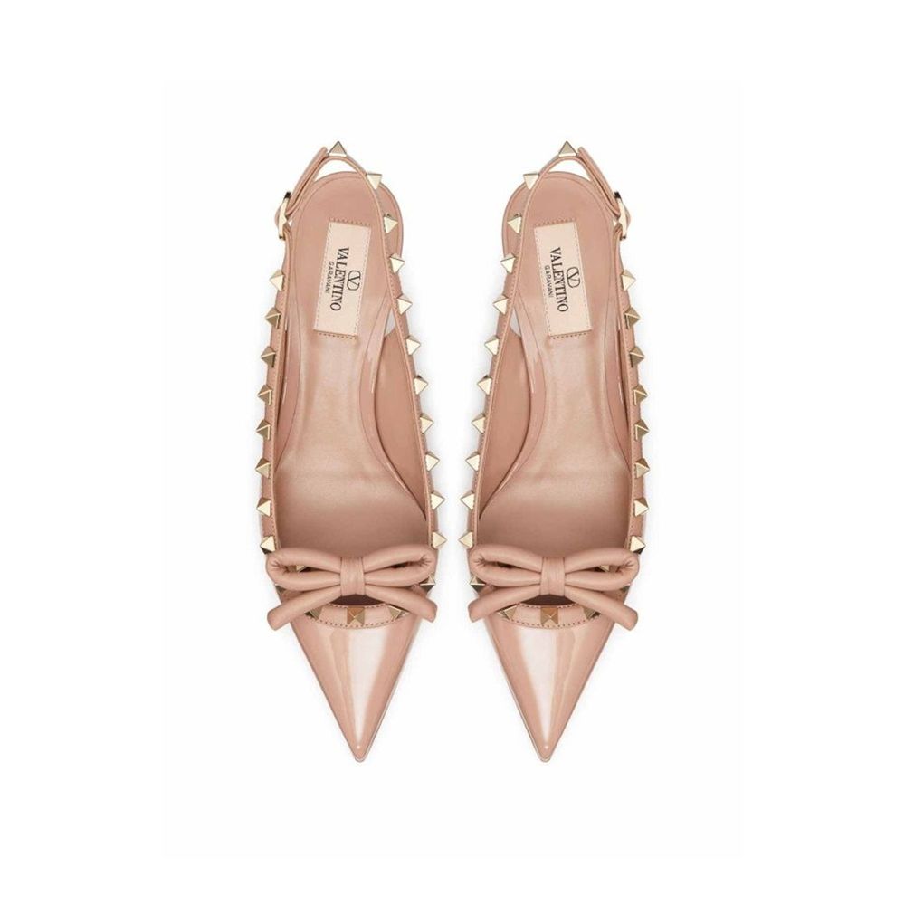 Valentino Garavani Beige Calfskin Mid Heel Pumps for Women