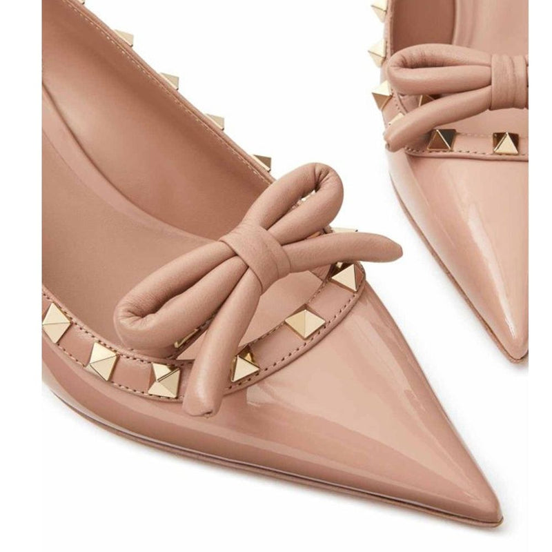 Valentino Garavani Beige Calfskin Mid Heel Pumps for Women