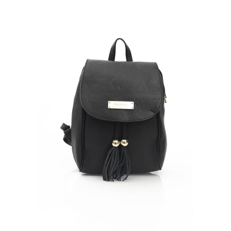 Baldinini Trend Black Leather Mini Chain Shoulder Bag
