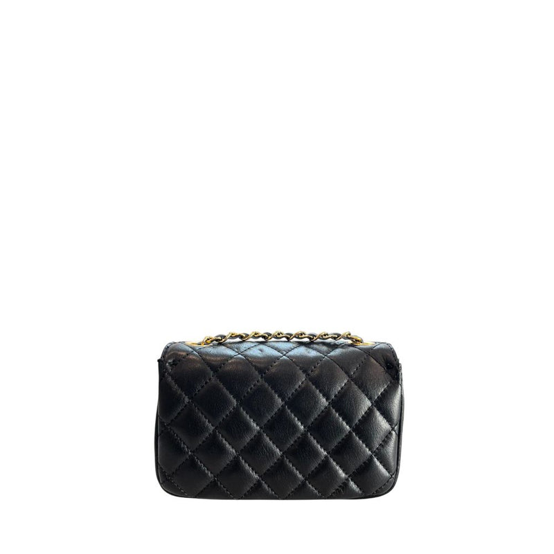 Baldinini Trend Black Leather Mini Chain Shoulder Bag