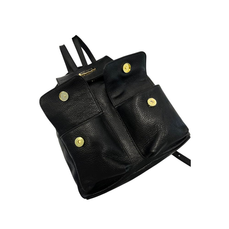 Baldinini Trend Black Leather Women Backpack