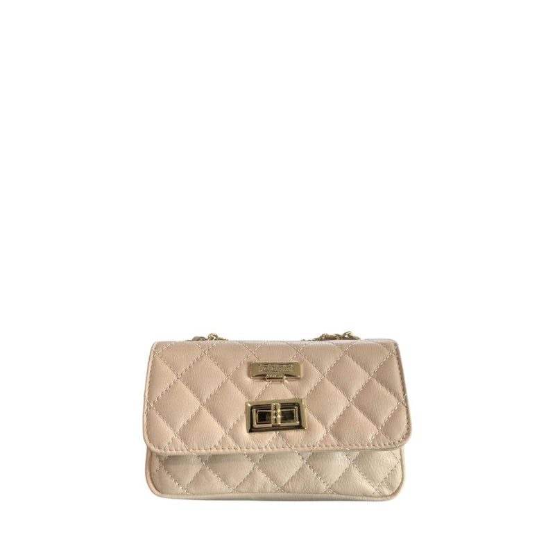 Baldinini Trend Beige Leather Mini Chain Shoulder Bag