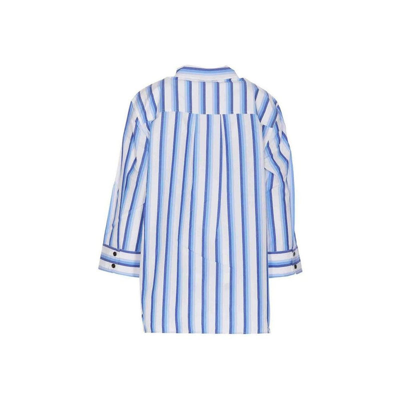 Ganni Blue Cotton Pattern Shirt - Oversized Fit for Women