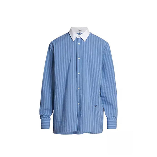 Loewe Blue Cotton Pattern Shirt for Men