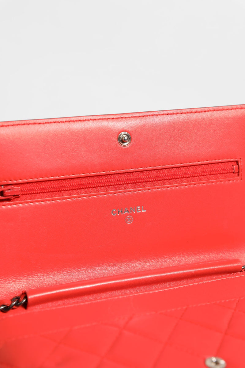 Chanel Boy Wallet on Chain en Cuir Agneau Rouge
