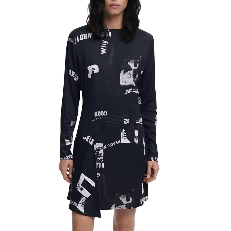 Desigual VEST_NEWSCORTO Black Viscose Short Dress for Women