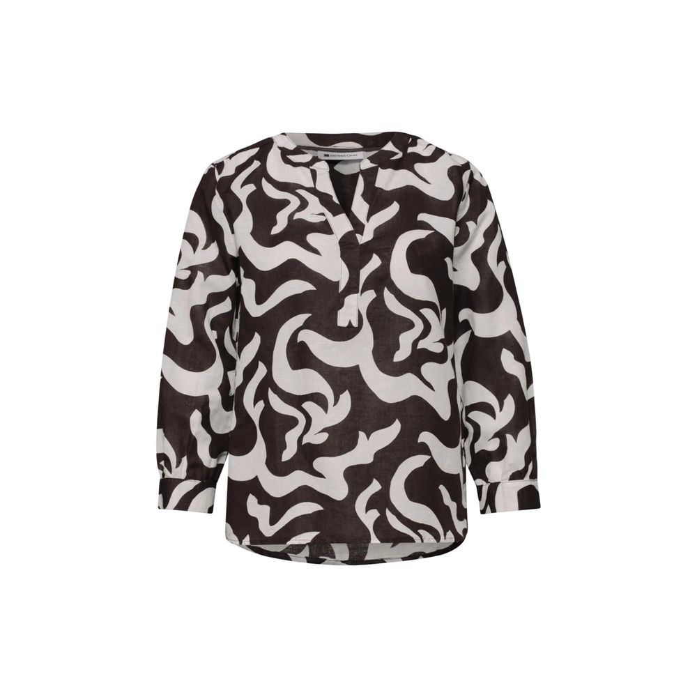 Street One SOL_Splitneck Brown Linen Blouse for Women