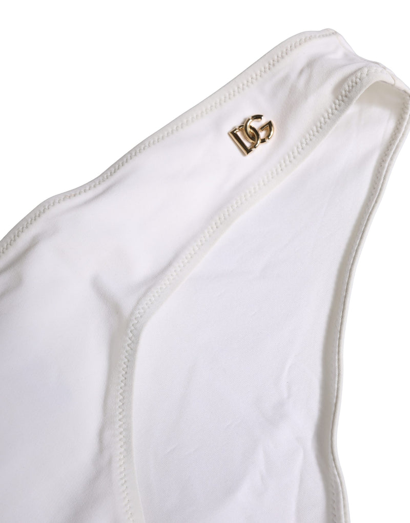 Dolce & Gabbana White DG Logo Plaque Bikini Bottom
