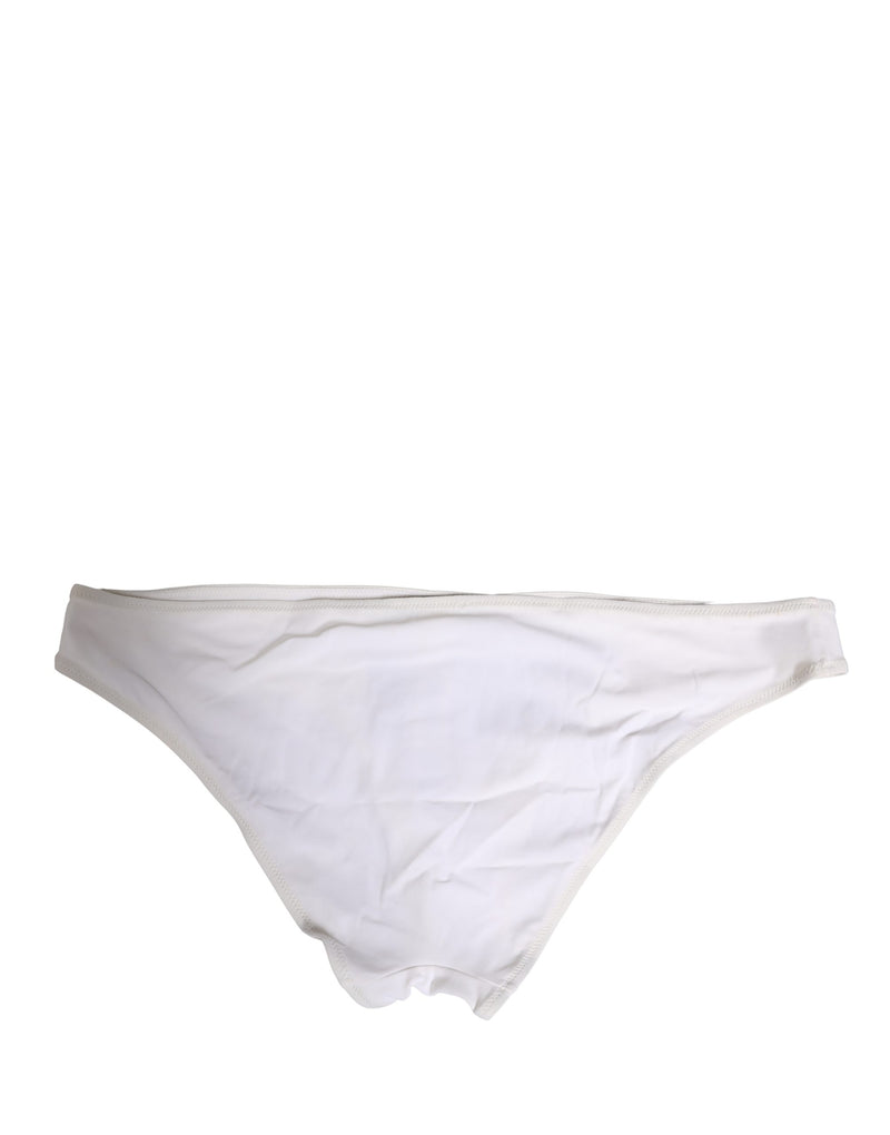 Dolce & Gabbana White DG Logo Plaque Bikini Bottom