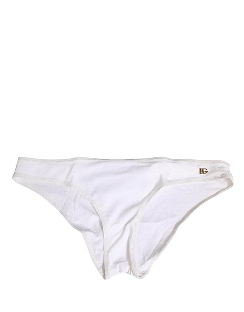 Dolce & Gabbana White DG Logo Plaque Bikini Bottom