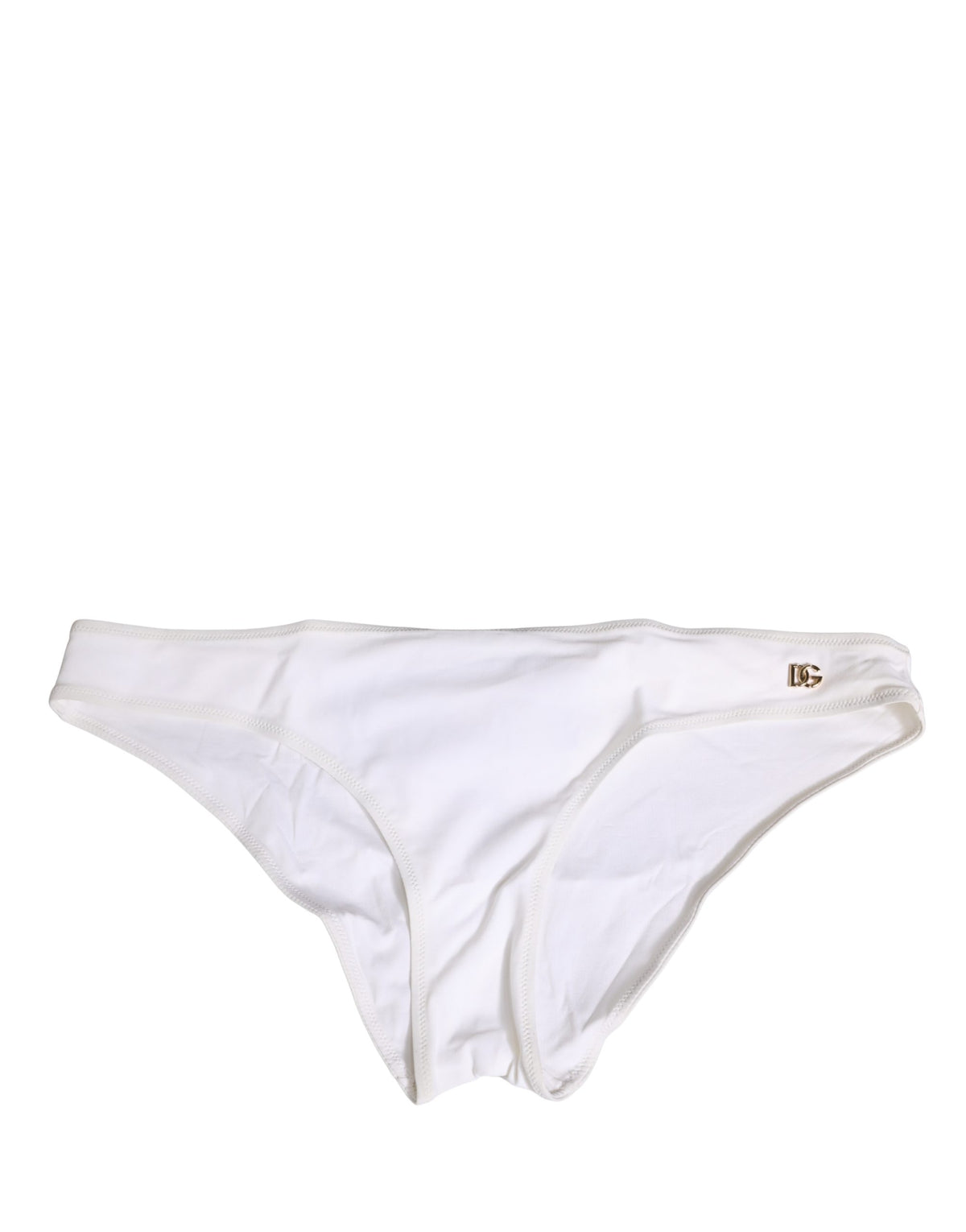 Dolce & Gabbana White DG Logo Plaque Bikini Bottom