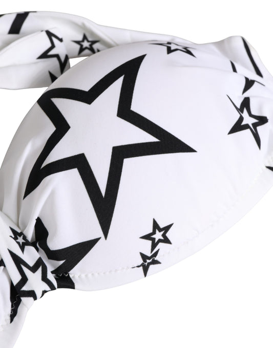 Dolce & Gabbana White Millennials Star Padded Bandeau Bikini Top