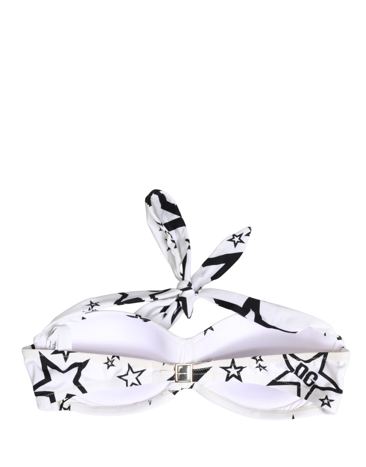 Dolce & Gabbana White Millennials Star Padded Bandeau Bikini Top