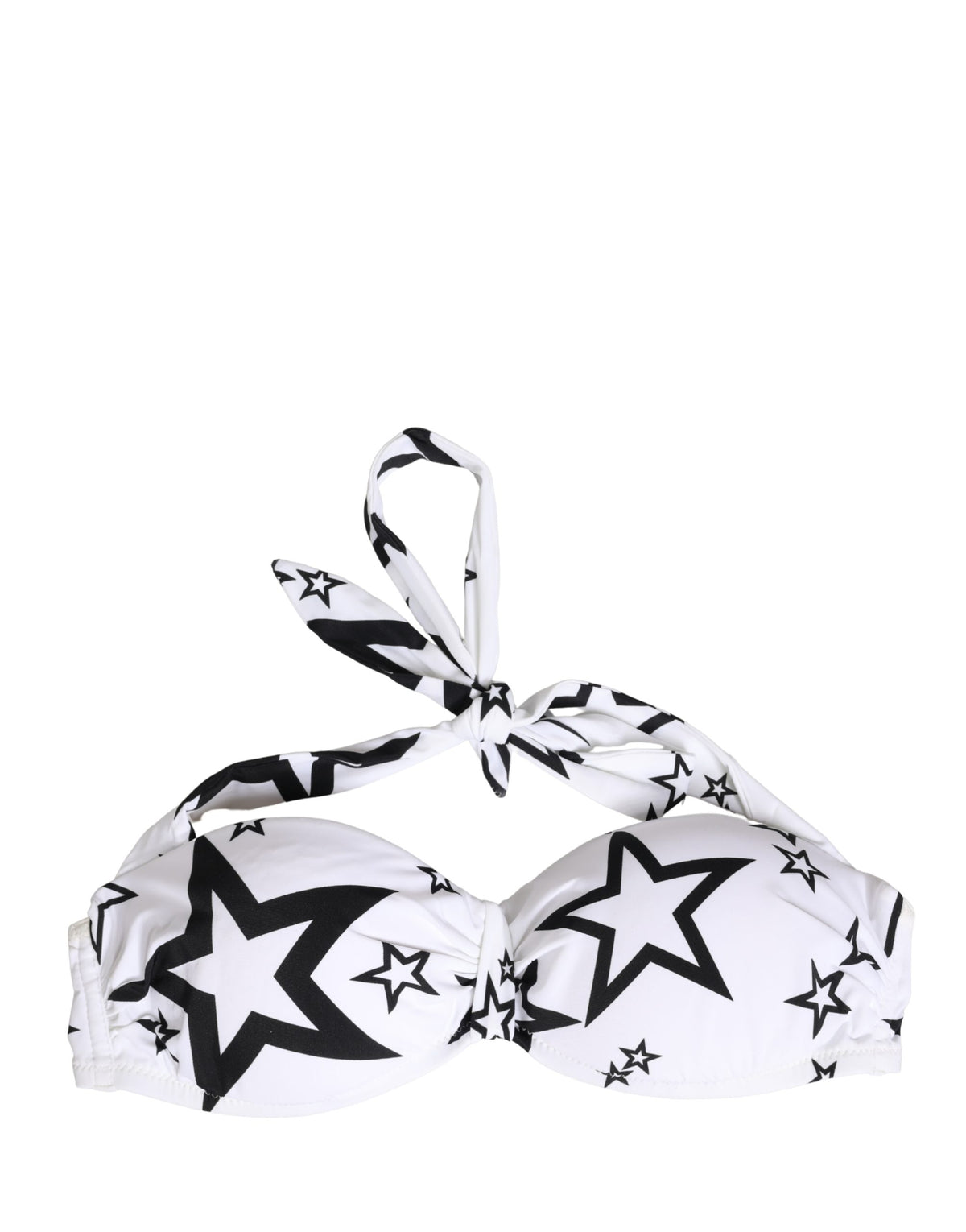 Dolce & Gabbana White Millennials Star Padded Bandeau Bikini Top