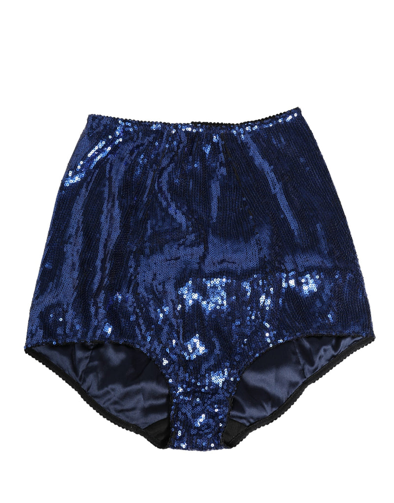 Dolce & Gabbana Blue Sequined High Waist Girdle Panty