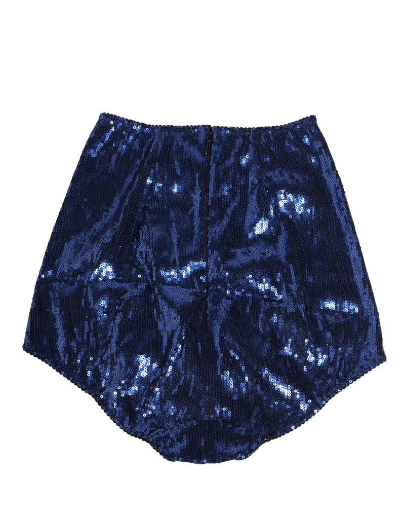 Dolce & Gabbana Blue Sequined High Waist Girdle Panty
