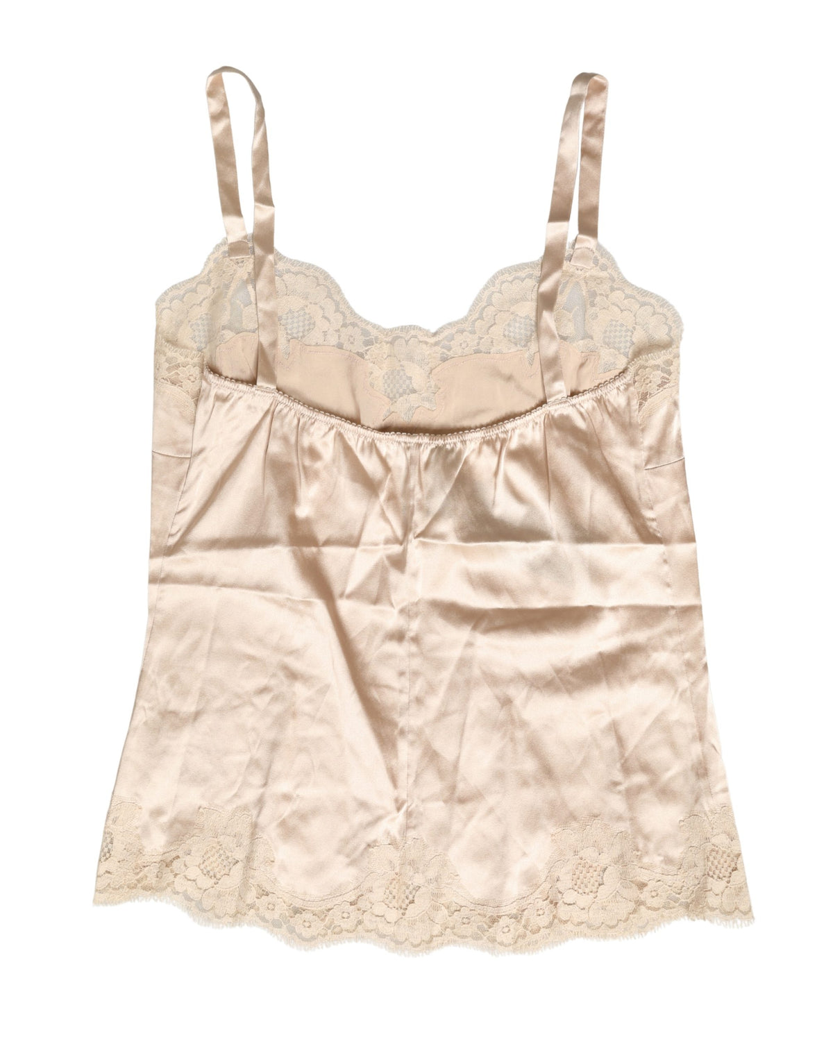 Dolce & Gabbana Beige Lace Silk Satin Tank Lingerie Sleepwear